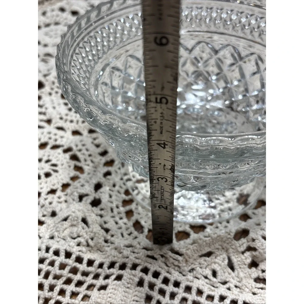 Wexford Anchor Hocking Footed Pedestal  Cut Glass Candy Nut Dish Bowl Retro Vtg‎